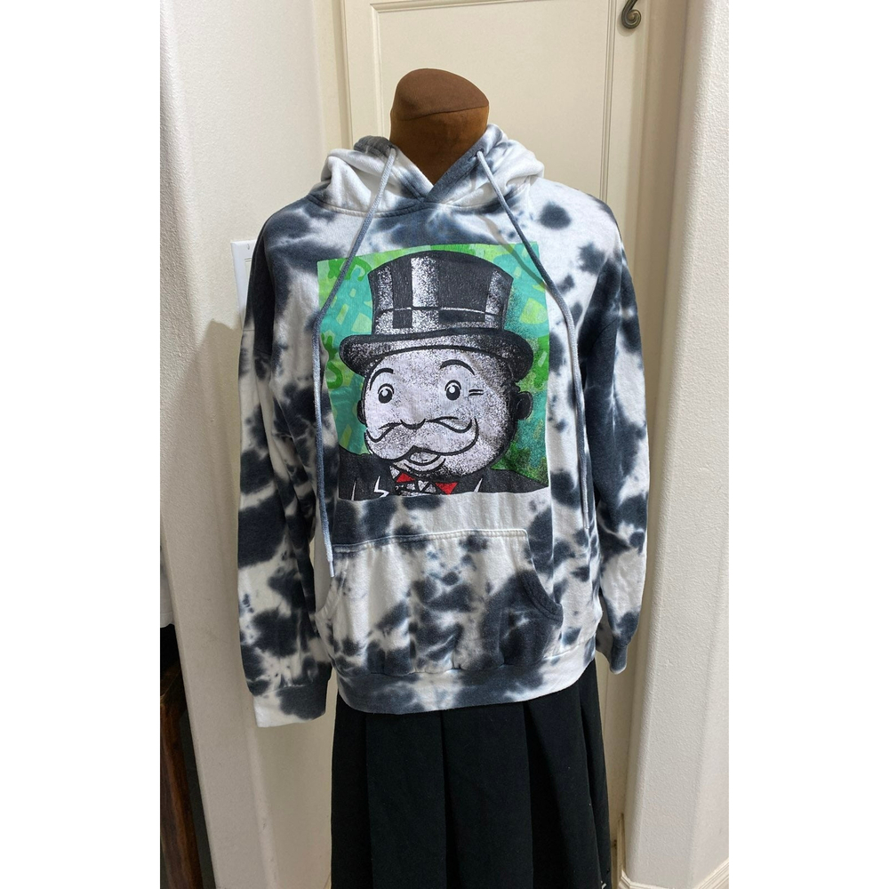 Hasbro Monopoly Money Black Tie Dye Pull Hoodie